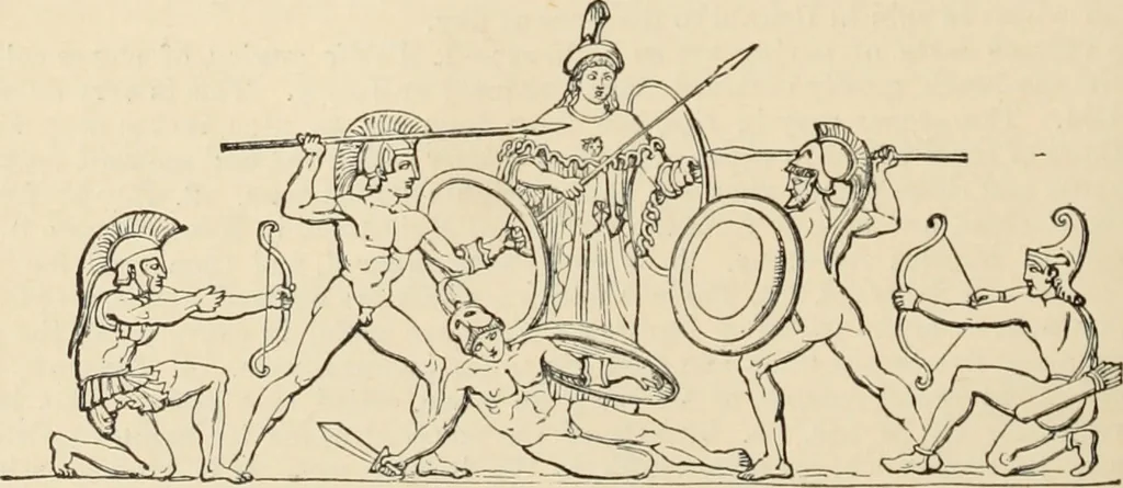 An illustration from An encyclopaedia of architecture, historical, theoretical, & practical. New ed., rev., portions rewritten, and with additions by Wyatt Papworth, 1888, leaf 1355