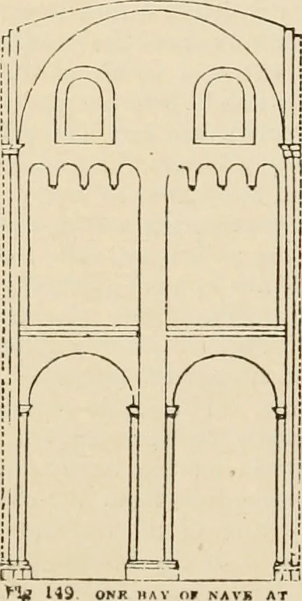 An illustration from An encyclopaedia of architecture, historical, theoretical, & practical. New ed., rev., portions rewritten, and with additions by Wyatt Papworth, 1888, leaf 137