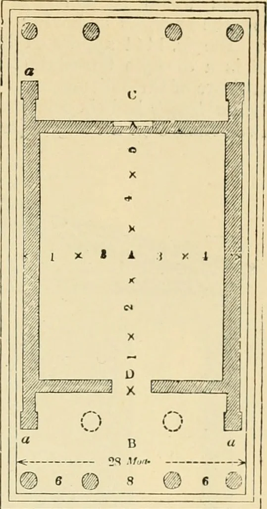 An illustration from An encyclopaedia of architecture, historical, theoretical, & practical. New ed., rev., portions rewritten, and with additions by Wyatt Papworth, 1888, leaf 1390