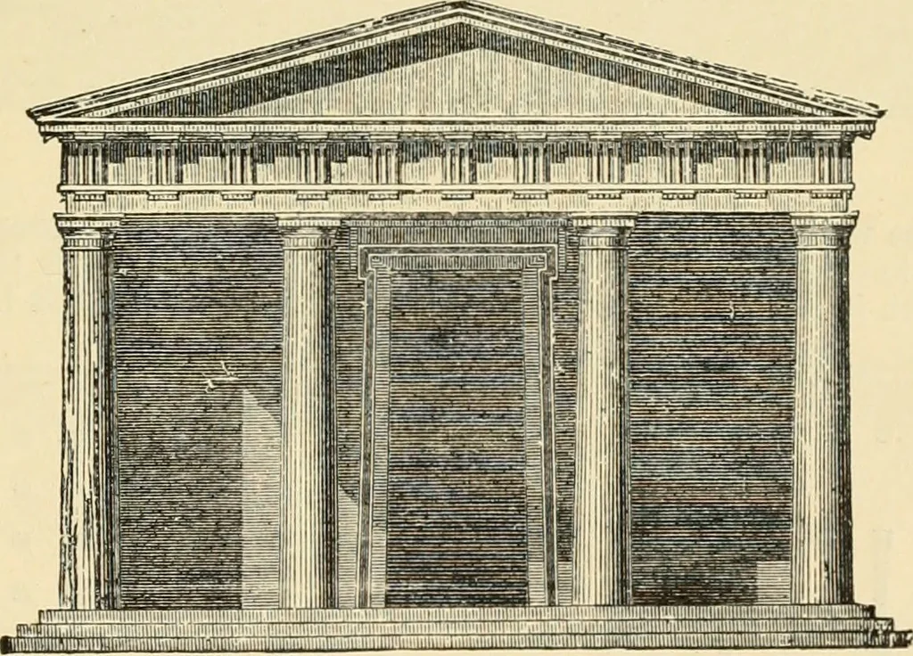 An illustration from An encyclopaedia of architecture, historical, theoretical, & practical. New ed., rev., portions rewritten, and with additions by Wyatt Papworth, 1888, leaf 1390
