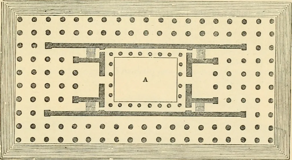 An illustration from An encyclopaedia of architecture, historical, theoretical, & practical. New ed., rev., portions rewritten, and with additions by Wyatt Papworth, 1888, leaf 1392