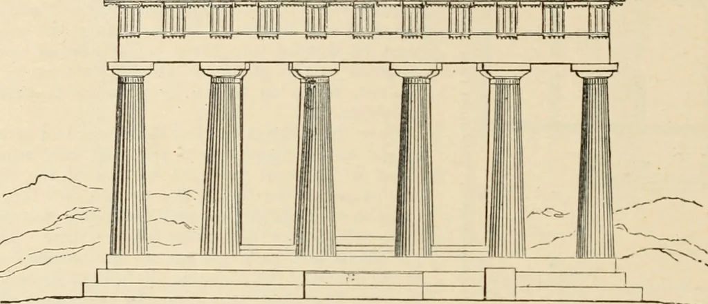 An illustration from An encyclopaedia of architecture, historical, theoretical, & practical. New ed., rev., portions rewritten, and with additions by Wyatt Papworth, 1888, leaf 1395