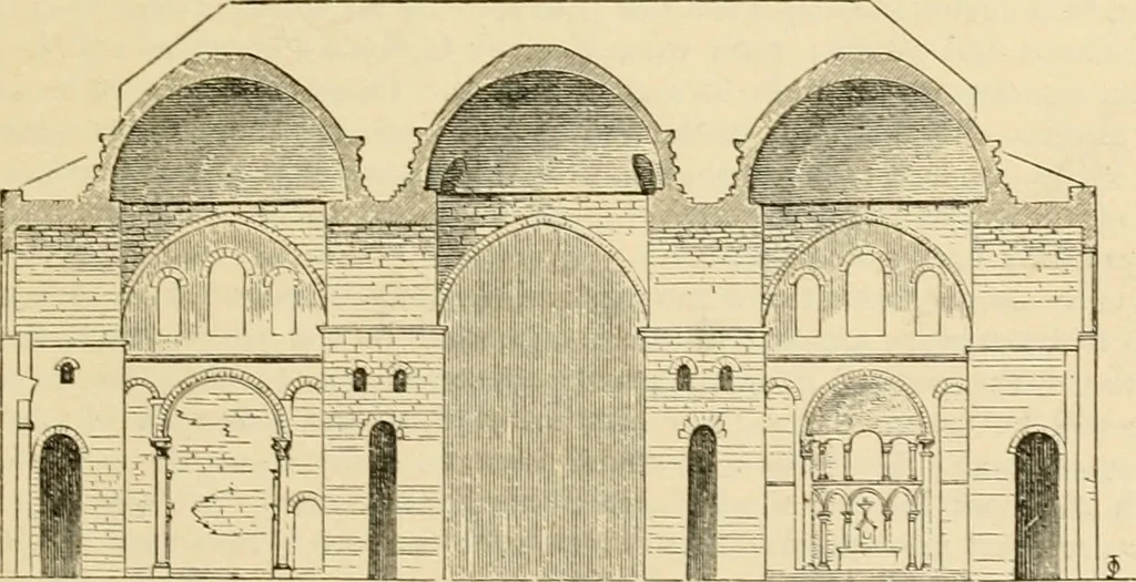 An illustration from An encyclopaedia of architecture, historical, theoretical, & practical. New ed., rev., portions rewritten, and with additions by Wyatt Papworth, 1888, leaf 146