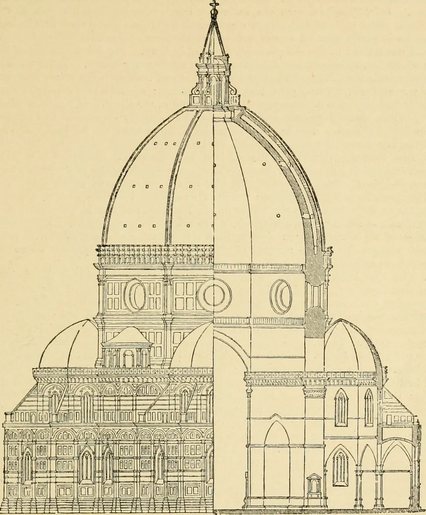 An illustration from An encyclopaedia of architecture, historical, theoretical, & practical. New ed., rev., portions rewritten, and with additions by Wyatt Papworth, 1888, leaf 154