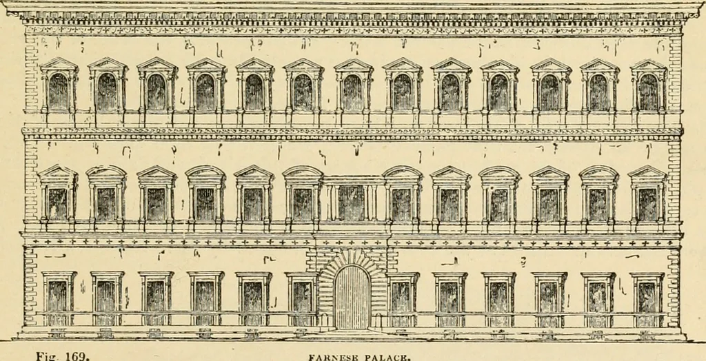 An illustration from An encyclopaedia of architecture, historical, theoretical, & practical. New ed., rev., portions rewritten, and with additions by Wyatt Papworth, 1888, leaf 164