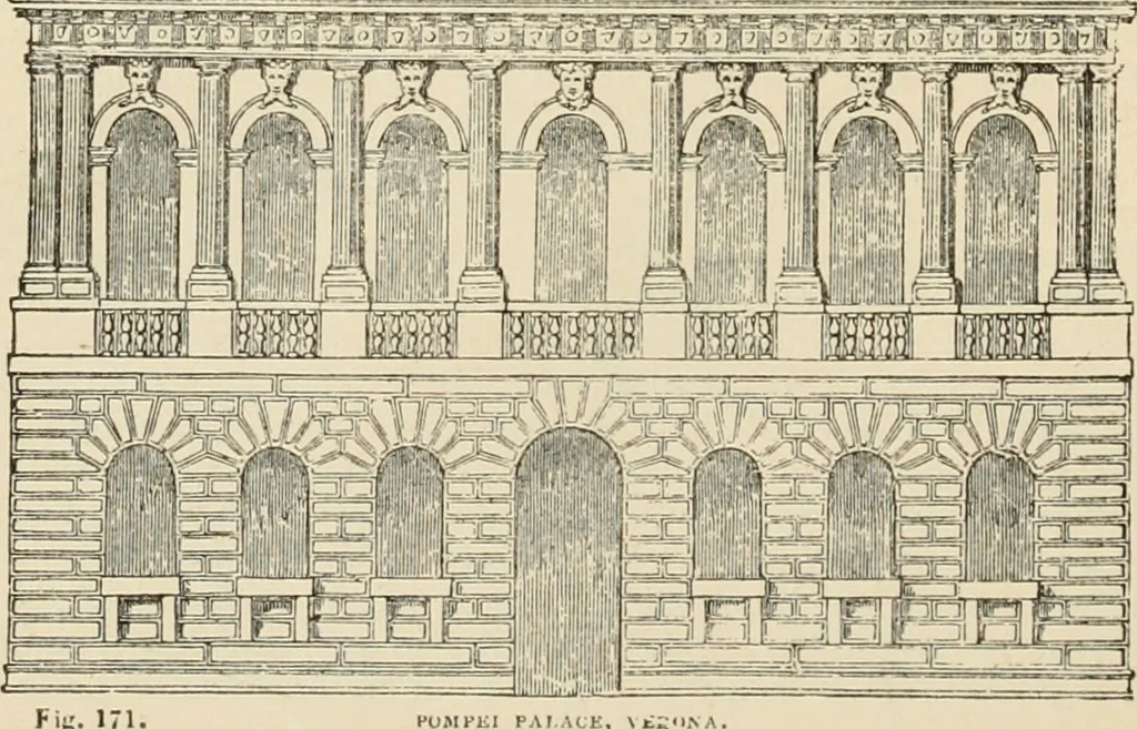 An illustration from An encyclopaedia of architecture, historical, theoretical, & practical. New ed., rev., portions rewritten, and with additions by Wyatt Papworth, 1888, leaf 167