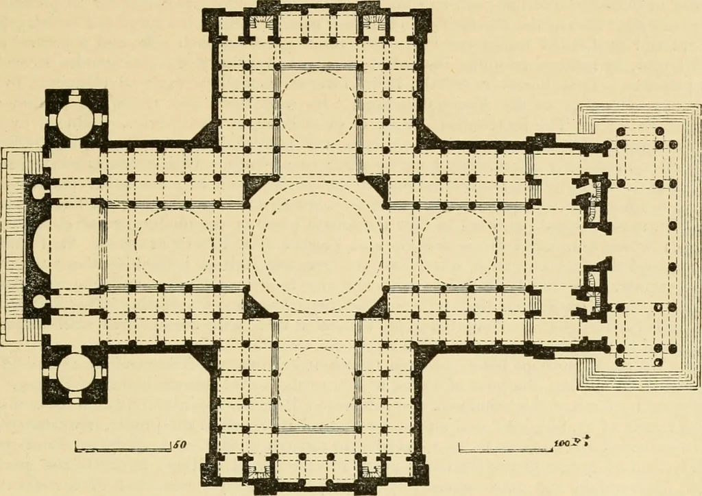 An illustration from An encyclopaedia of architecture, historical, theoretical, & practical. New ed., rev., portions rewritten, and with additions by Wyatt Papworth, 1888, leaf 176