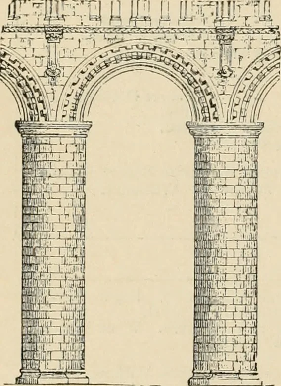 An illustration from An encyclopaedia of architecture, historical, theoretical, & practical. New ed., rev., portions rewritten, and with additions by Wyatt Papworth, 1888, leaf 193
