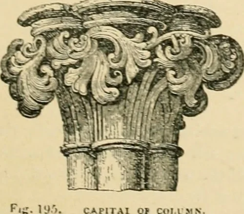 An illustration from An encyclopaedia of architecture, historical, theoretical, & practical. New ed., rev., portions rewritten, and with additions by Wyatt Papworth, 1888, leaf 198
