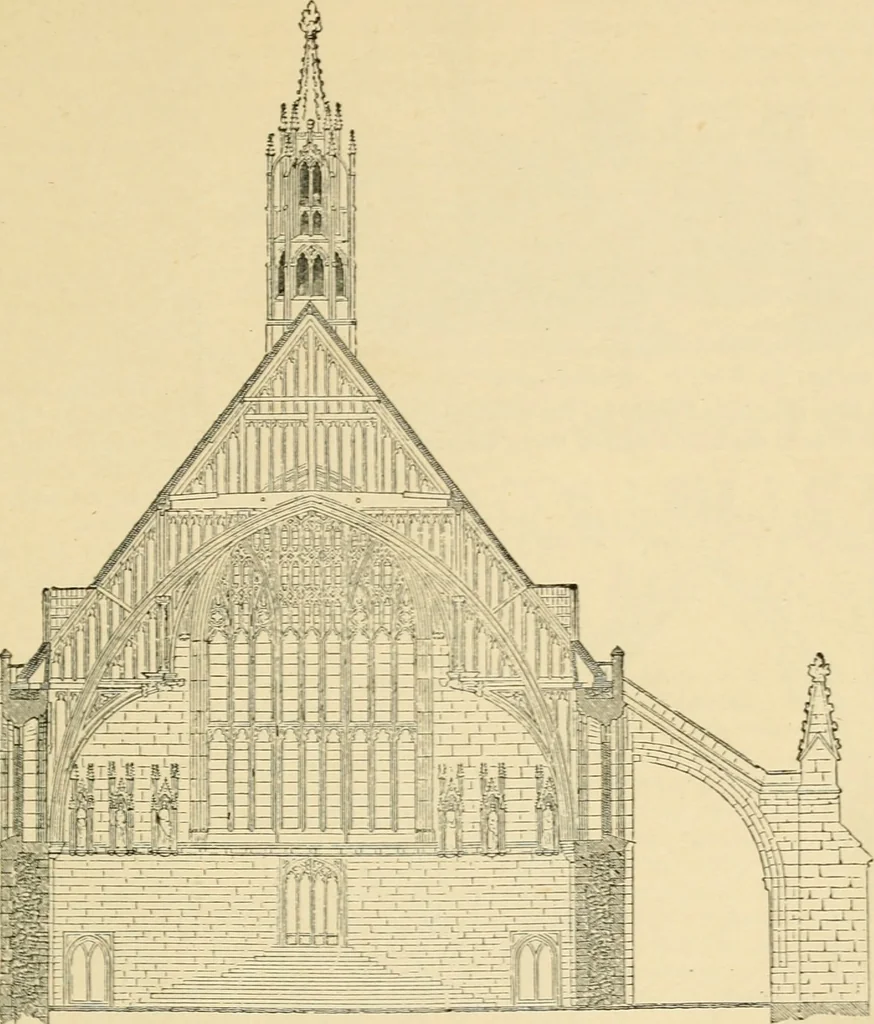 An illustration from An encyclopaedia of architecture, historical, theoretical, & practical. New ed., rev., portions rewritten, and with additions by Wyatt Papworth, 1888, leaf 202