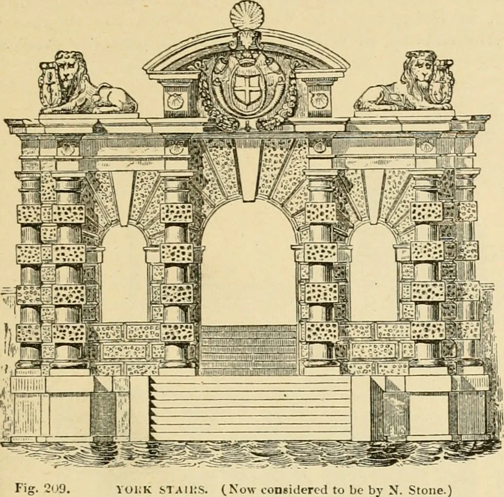 An illustration from An encyclopaedia of architecture, historical, theoretical, & practical. New ed., rev., portions rewritten, and with additions by Wyatt Papworth, 1888, leaf 230