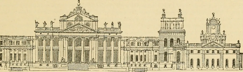 An illustration from An encyclopaedia of architecture, historical, theoretical, & practical. New ed., rev., portions rewritten, and with additions by Wyatt Papworth, 1888, leaf 240