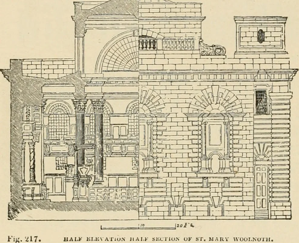 An illustration from An encyclopaedia of architecture, historical, theoretical, & practical. New ed., rev., portions rewritten, and with additions by Wyatt Papworth, 1888, leaf 241