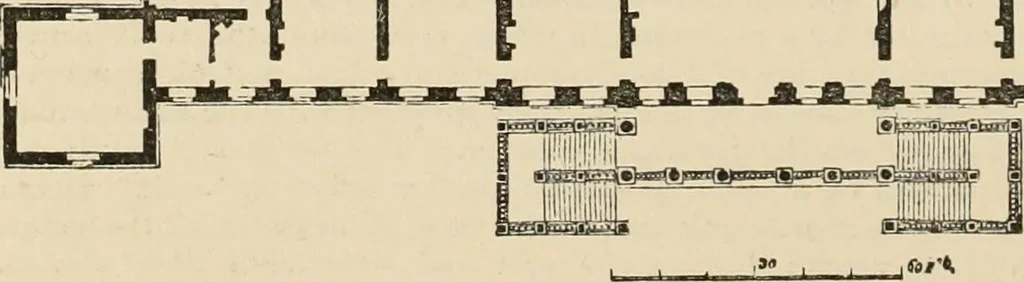 An illustration from An encyclopaedia of architecture, historical, theoretical, & practical. New ed., rev., portions rewritten, and with additions by Wyatt Papworth, 1888, leaf 243