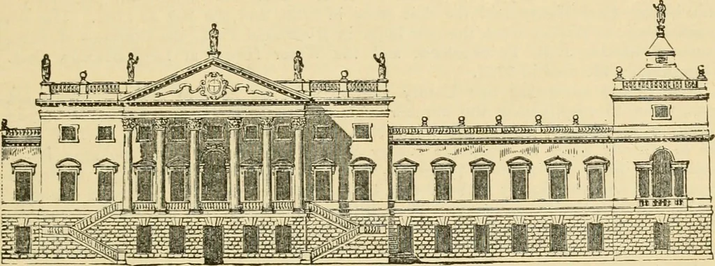 An illustration from An encyclopaedia of architecture, historical, theoretical, & practical. New ed., rev., portions rewritten, and with additions by Wyatt Papworth, 1888, leaf 244