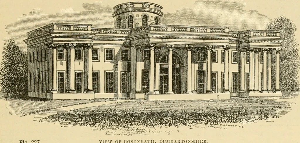 An illustration from An encyclopaedia of architecture, historical, theoretical, & practical. New ed., rev., portions rewritten, and with additions by Wyatt Papworth, 1888, leaf 252