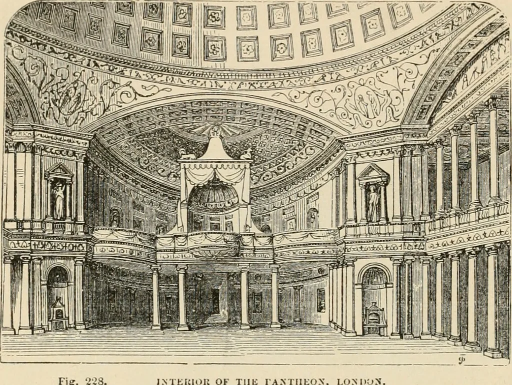 An illustration from An encyclopaedia of architecture, historical, theoretical, & practical. New ed., rev., portions rewritten, and with additions by Wyatt Papworth, 1888, leaf 253