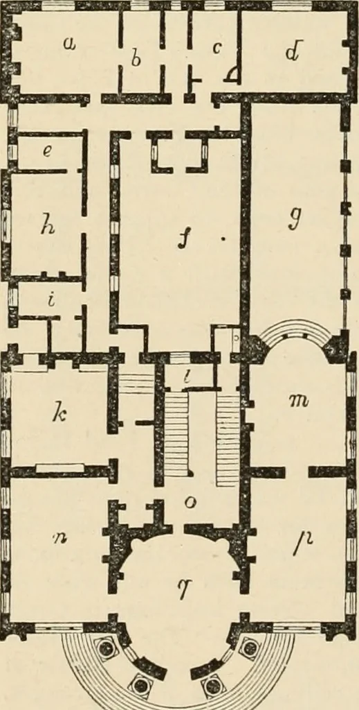 An illustration from An encyclopaedia of architecture, historical, theoretical, & practical. New ed., rev., portions rewritten, and with additions by Wyatt Papworth, 1888, leaf 253