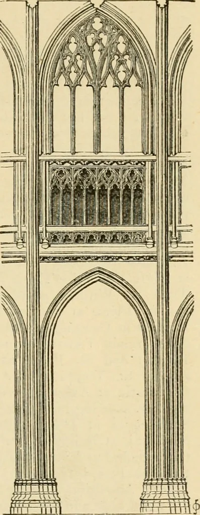 An illustration from An encyclopaedia of architecture, historical, theoretical, & practical. New ed., rev., portions rewritten, and with additions by Wyatt Papworth, 1888, leaf 258