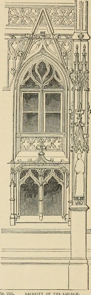 An illustration from An encyclopaedia of architecture, historical, theoretical, & practical. New ed., rev., portions rewritten, and with additions by Wyatt Papworth, 1888, leaf 259
