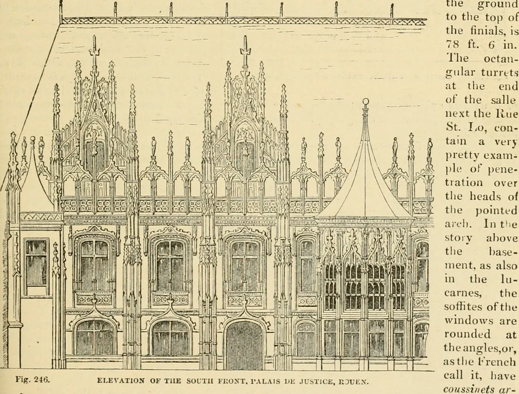 An illustration from An encyclopaedia of architecture, historical, theoretical, & practical. New ed., rev., portions rewritten, and with additions by Wyatt Papworth, 1888, leaf 262