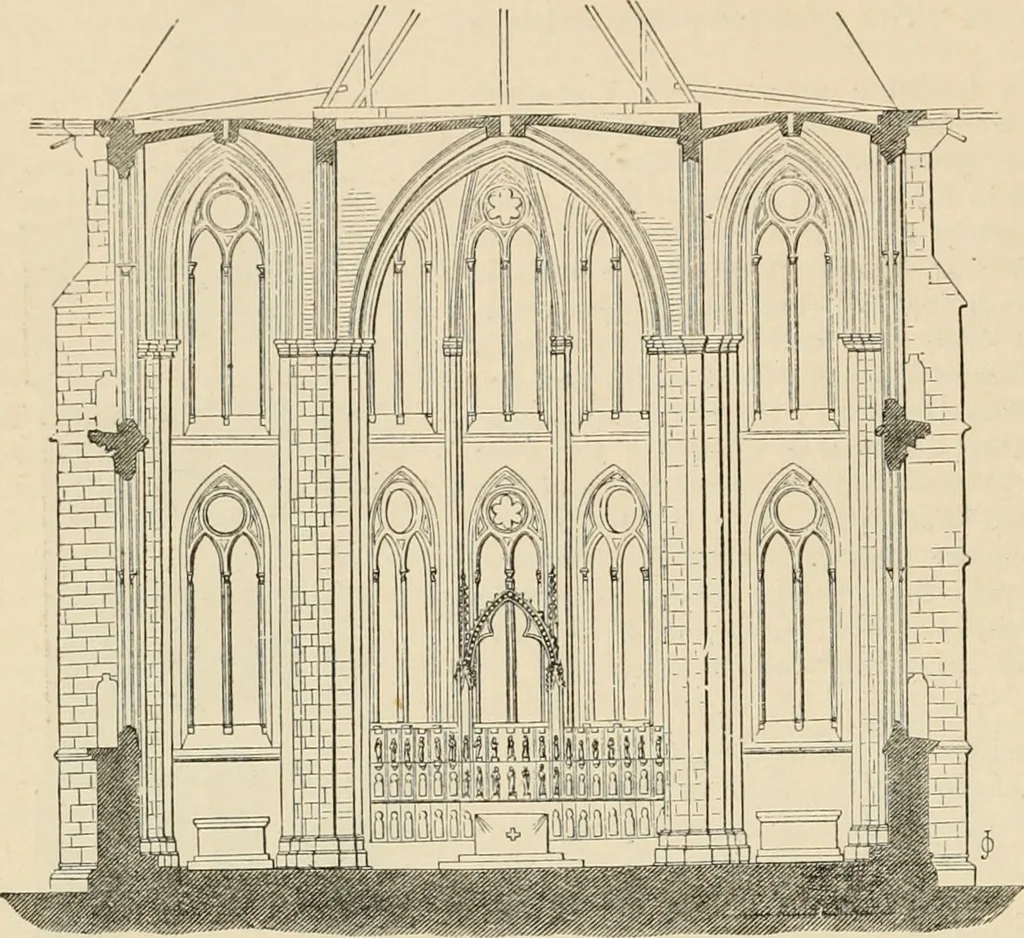 An illustration from An encyclopaedia of architecture, historical, theoretical, & practical. New ed., rev., portions rewritten, and with additions by Wyatt Papworth, 1888, leaf 267