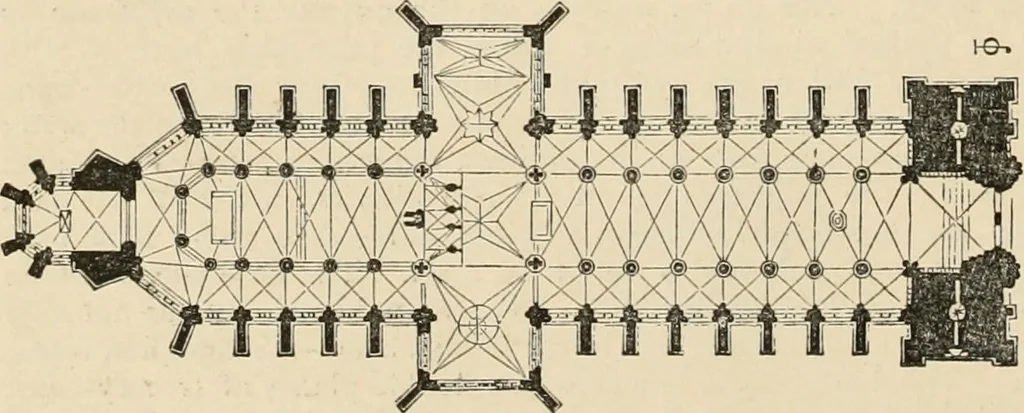 An illustration from An encyclopaedia of architecture, historical, theoretical, & practical. New ed., rev., portions rewritten, and with additions by Wyatt Papworth, 1888, leaf 267