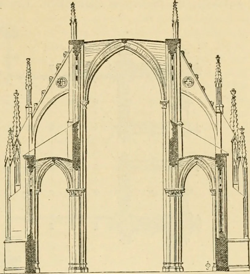 An illustration from An encyclopaedia of architecture, historical, theoretical, & practical. New ed., rev., portions rewritten, and with additions by Wyatt Papworth, 1888, leaf 268