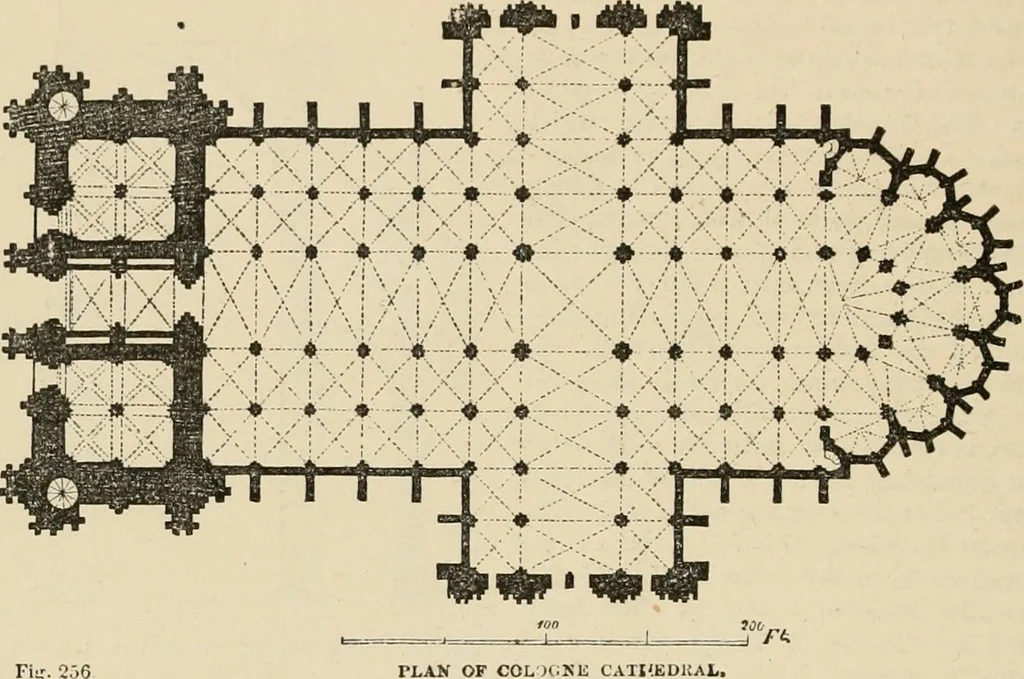 An illustration from An encyclopaedia of architecture, historical, theoretical, & practical. New ed., rev., portions rewritten, and with additions by Wyatt Papworth, 1888, leaf 269