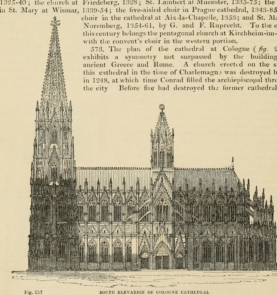 An illustration from An encyclopaedia of architecture, historical, theoretical, & practical. New ed., rev., portions rewritten, and with additions by Wyatt Papworth, 1888, leaf 269