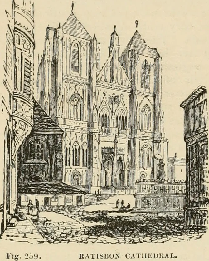 An illustration from An encyclopaedia of architecture, historical, theoretical, & practical. New ed., rev., portions rewritten, and with additions by Wyatt Papworth, 1888, leaf 271