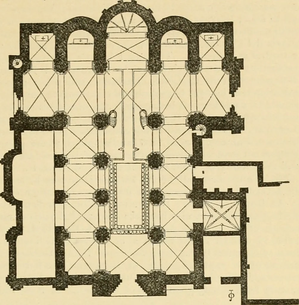 An illustration from An encyclopaedia of architecture, historical, theoretical, & practical. New ed., rev., portions rewritten, and with additions by Wyatt Papworth, 1888, leaf 274
