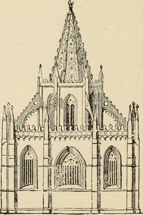 An illustration from An encyclopaedia of architecture, historical, theoretical, & practical. New ed., rev., portions rewritten, and with additions by Wyatt Papworth, 1888, leaf 277