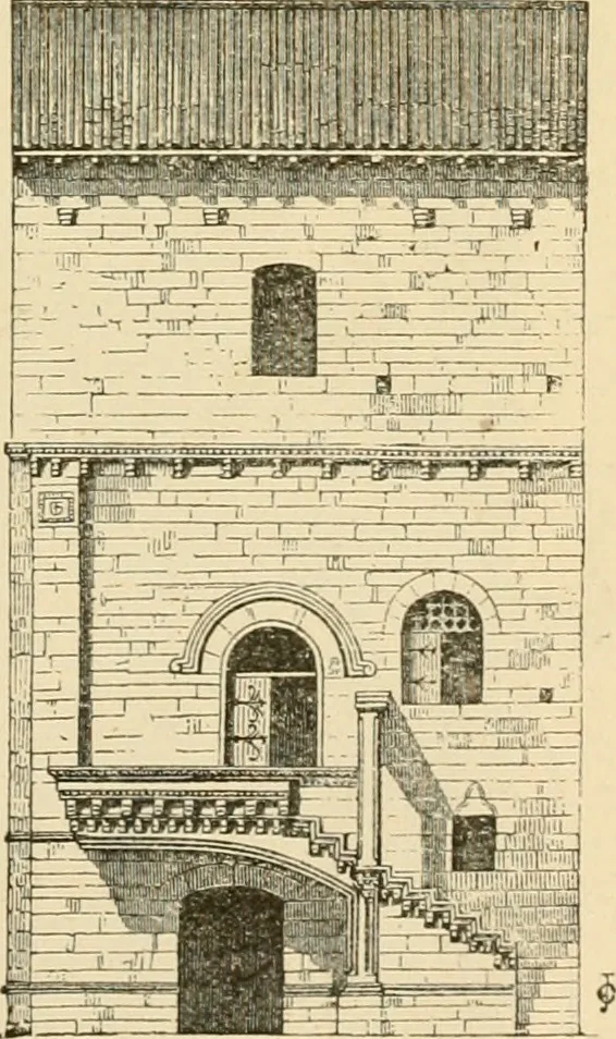 An illustration from An encyclopaedia of architecture, historical, theoretical, & practical. New ed., rev., portions rewritten, and with additions by Wyatt Papworth, 1888, leaf 280