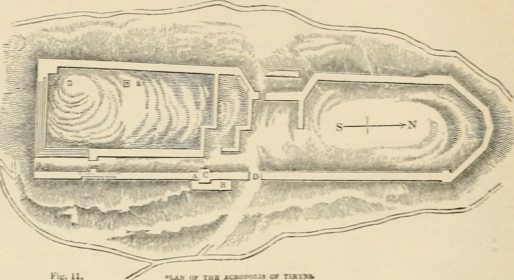An illustration from An encyclopaedia of architecture, historical, theoretical, & practical. New ed., rev., portions rewritten, and with additions by Wyatt Papworth, 1888, leaf 33