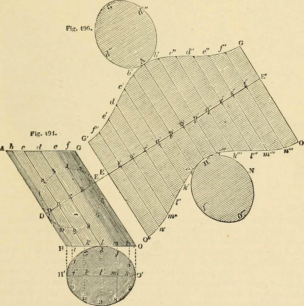 An illustration from An encyclopaedia of architecture, historical, theoretical, & practical. New ed., rev., portions rewritten, and with additions by Wyatt Papworth, 1888, leaf 346
