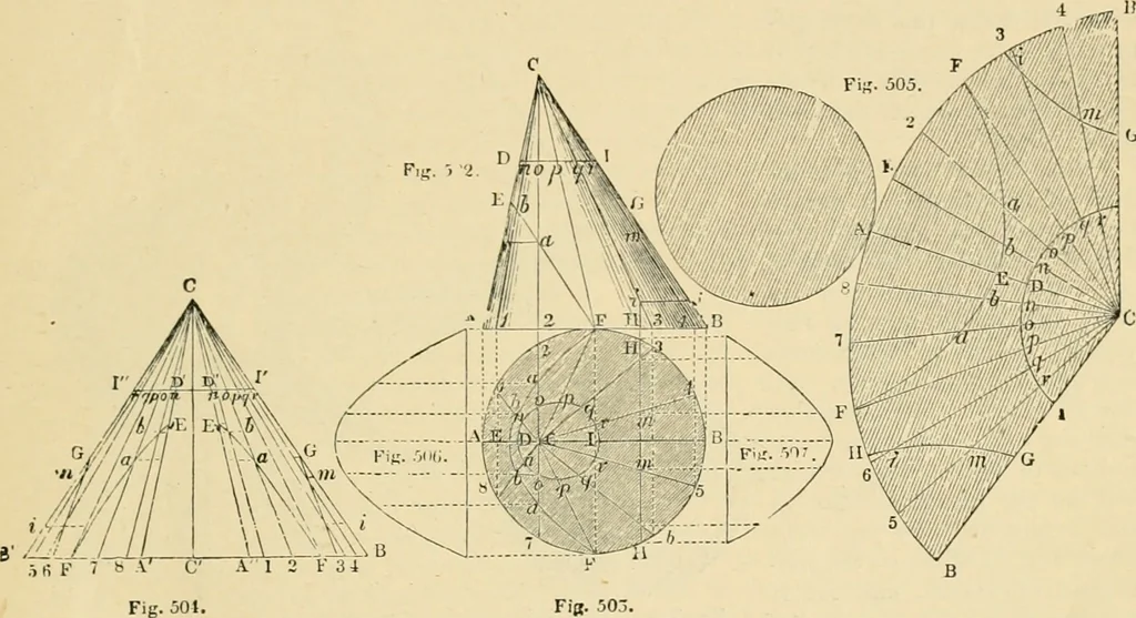 An illustration from An encyclopaedia of architecture, historical, theoretical, & practical. New ed., rev., portions rewritten, and with additions by Wyatt Papworth, 1888, leaf 348