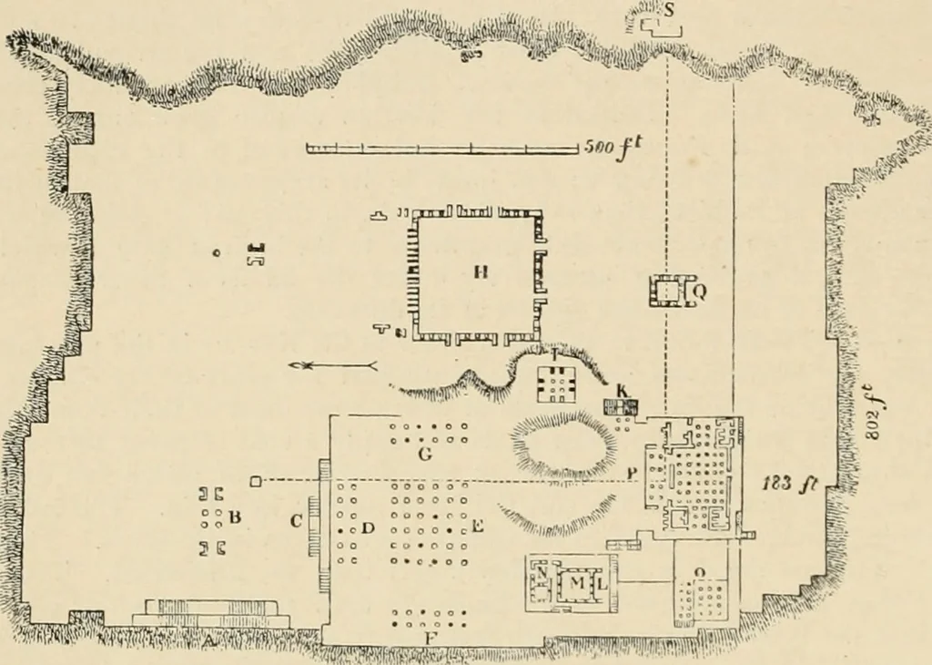 An illustration from An encyclopaedia of architecture, historical, theoretical, & practical. New ed., rev., portions rewritten, and with additions by Wyatt Papworth, 1888, leaf 41