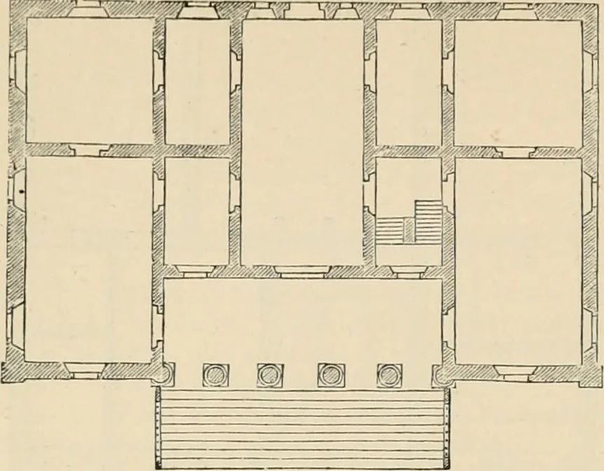An illustration from An encyclopaedia of architecture, historical, theoretical, & practical. New ed., rev., portions rewritten, and with additions by Wyatt Papworth, 1888, leaf 427