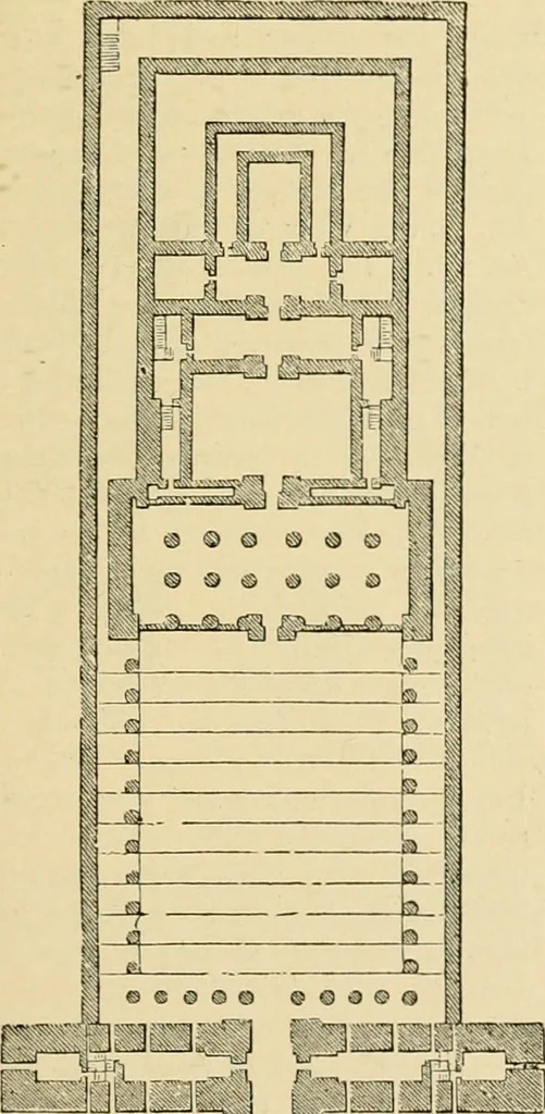 An illustration from An encyclopaedia of architecture, historical, theoretical, & practical. New ed., rev., portions rewritten, and with additions by Wyatt Papworth, 1888, leaf 56