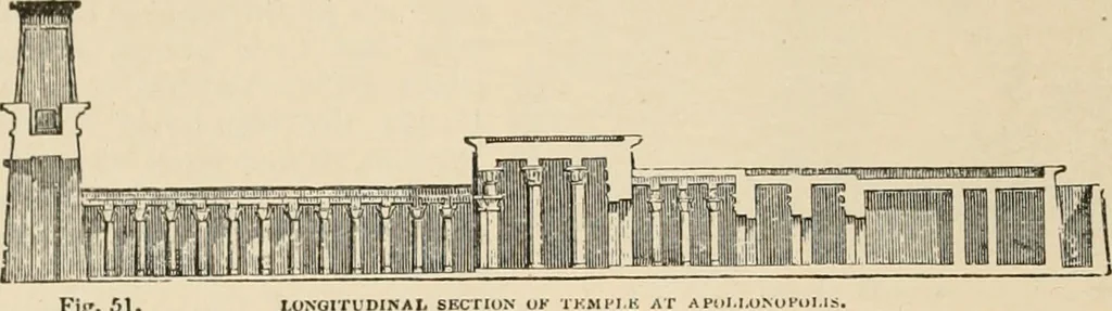An illustration from An encyclopaedia of architecture, historical, theoretical, & practical. New ed., rev., portions rewritten, and with additions by Wyatt Papworth, 1888, leaf 57