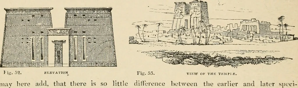 An illustration from An encyclopaedia of architecture, historical, theoretical, & practical. New ed., rev., portions rewritten, and with additions by Wyatt Papworth, 1888, leaf 57