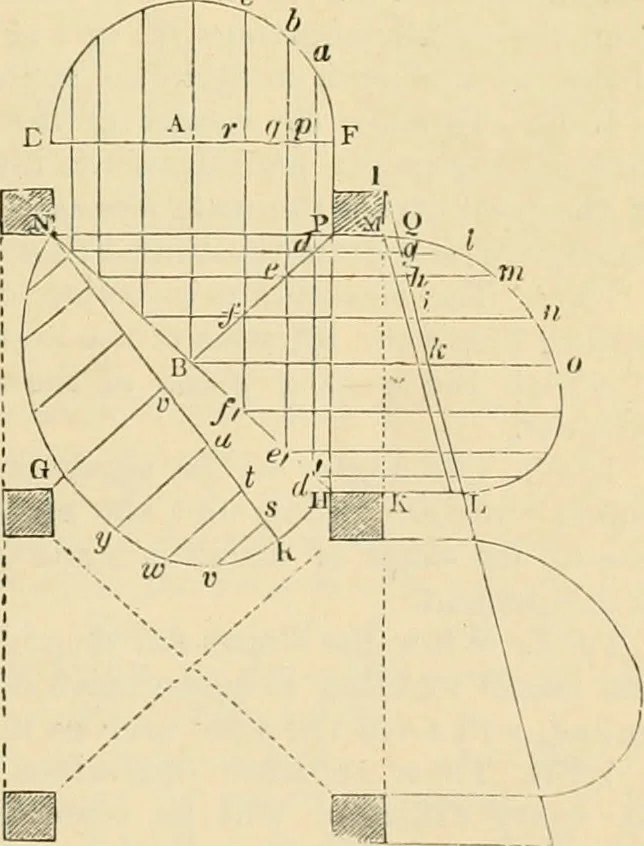 An illustration from An encyclopaedia of architecture, historical, theoretical, & practical. New ed., rev., portions rewritten, and with additions by Wyatt Papworth, 1888, leaf 618