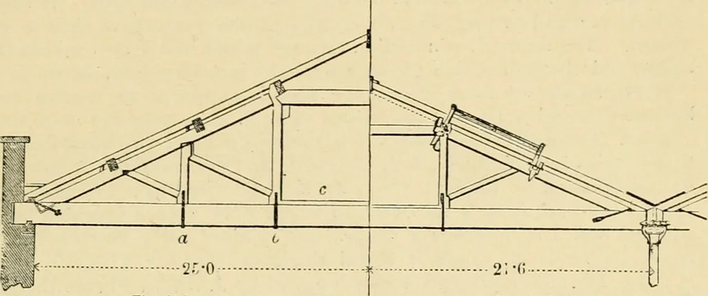 An illustration from An encyclopaedia of architecture, historical, theoretical, & practical. New ed., rev., portions rewritten, and with additions by Wyatt Papworth, 1888, leaf 650