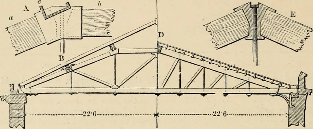 An illustration from An encyclopaedia of architecture, historical, theoretical, & practical. New ed., rev., portions rewritten, and with additions by Wyatt Papworth, 1888, leaf 651