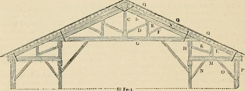 An illustration from An encyclopaedia of architecture, historical, theoretical, & practical. New ed., rev., portions rewritten, and with additions by Wyatt Papworth, 1888, leaf 651