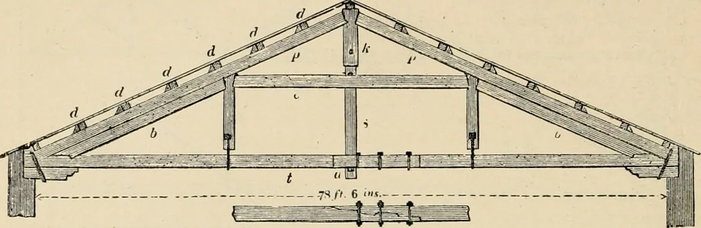 An illustration from An encyclopaedia of architecture, historical, theoretical, & practical. New ed., rev., portions rewritten, and with additions by Wyatt Papworth, 1888, leaf 653