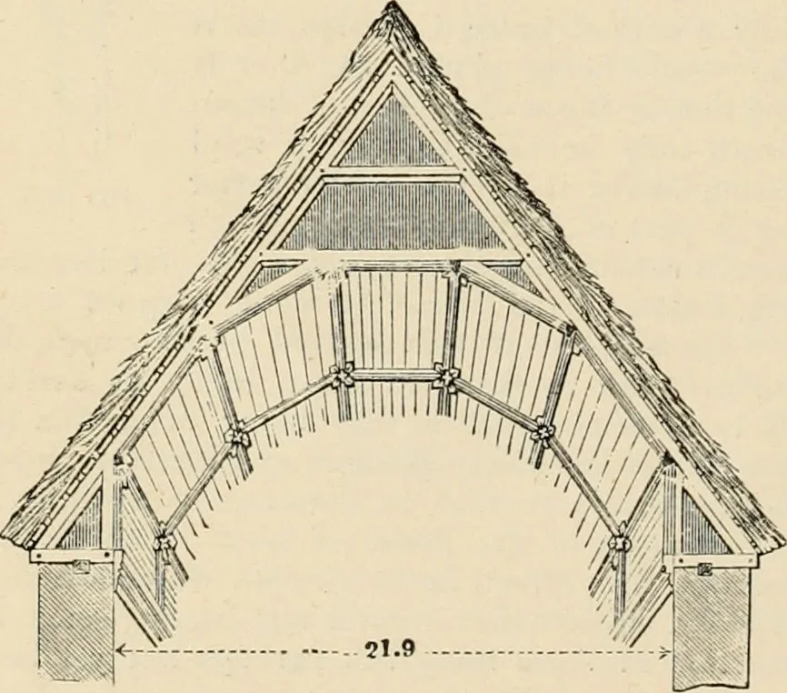 An illustration from An encyclopaedia of architecture, historical, theoretical, & practical. New ed., rev., portions rewritten, and with additions by Wyatt Papworth, 1888, leaf 657