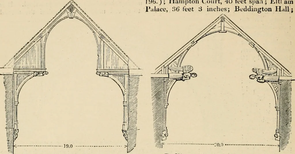 An illustration from An encyclopaedia of architecture, historical, theoretical, & practical. New ed., rev., portions rewritten, and with additions by Wyatt Papworth, 1888, leaf 659
