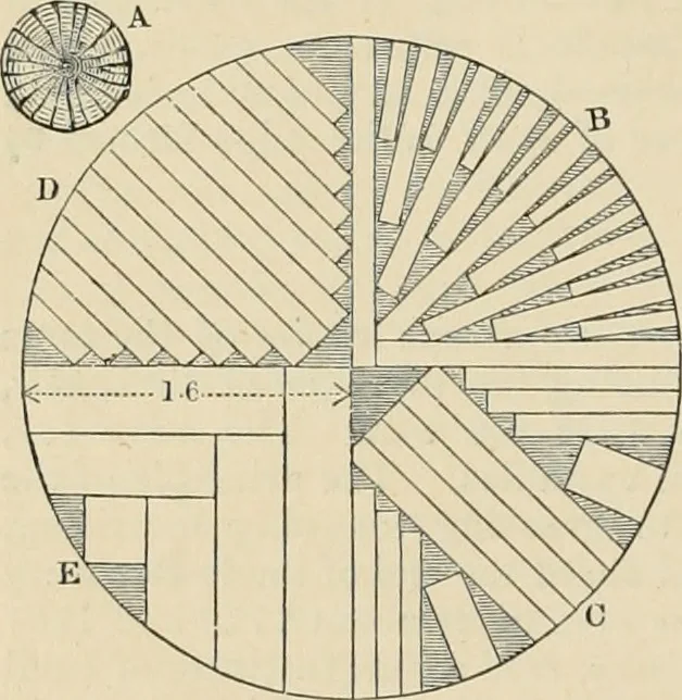An illustration from An encyclopaedia of architecture, historical, theoretical, & practical. New ed., rev., portions rewritten, and with additions by Wyatt Papworth, 1888, leaf 675